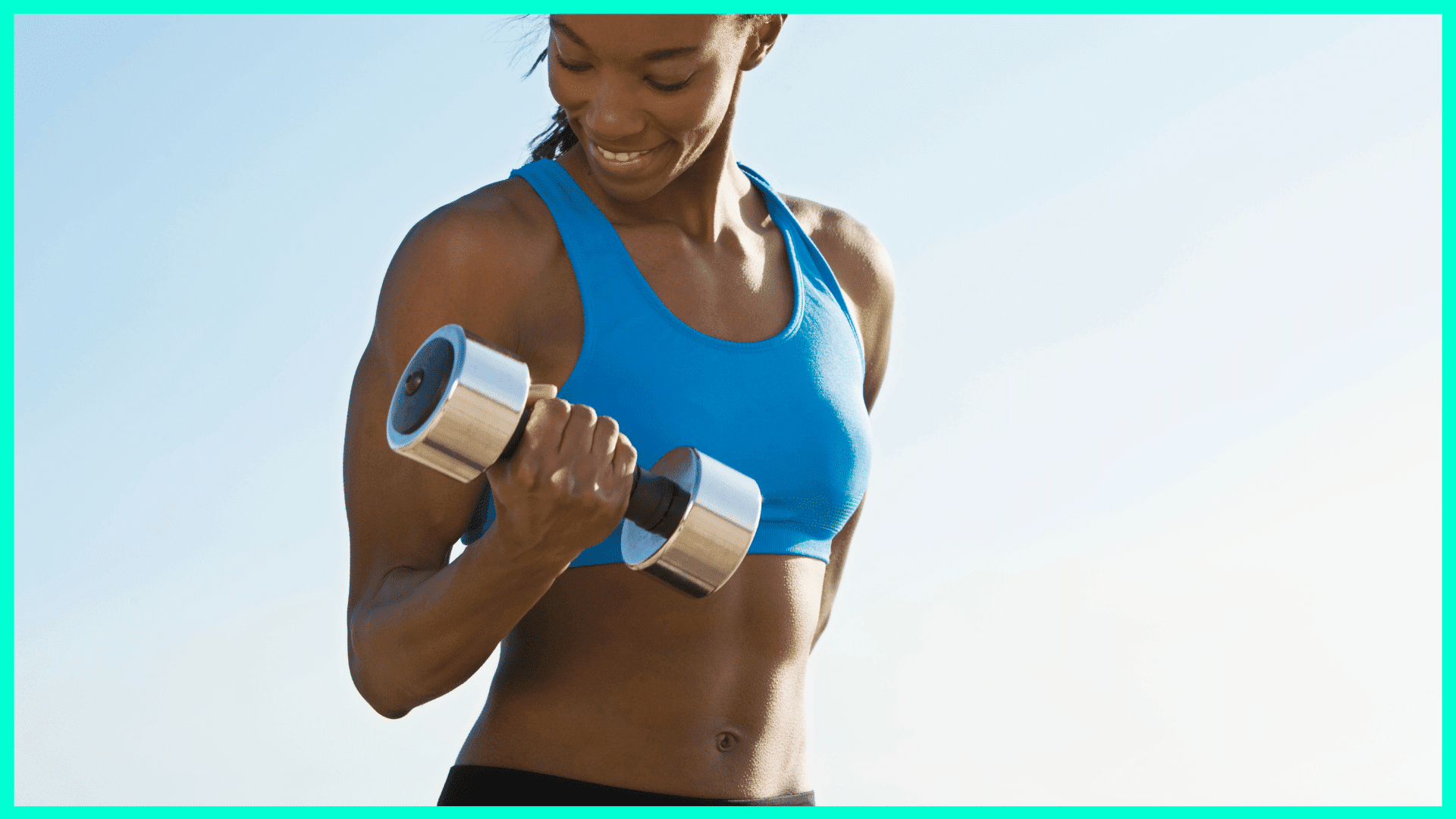 woman doing a bicep curl outside